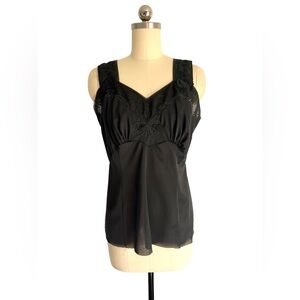KOMAR Vintage Black Embroidered Camisole Lace Straps Top Size 36